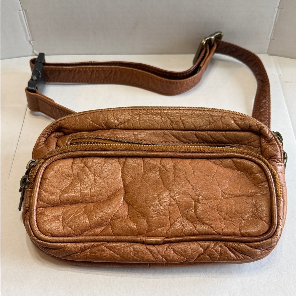 Brown Genuine Leather Crossbody Belt Bag